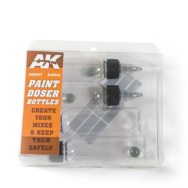 AK Interactive Paint Doser Bottles with Ball 60 ml Pack of 4