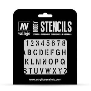 Vallejo Stencils Stamp Font 1/35 Scale ST-LET002