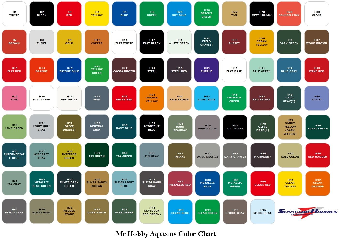 Tamiya To Gsi Creos Aqueous Hobby Color Conversion Chart