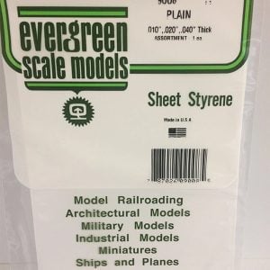 Evergreen .010 .020 .040" Thick Pack of 3 Assorted White Polystyrene Sheet EVE 9008