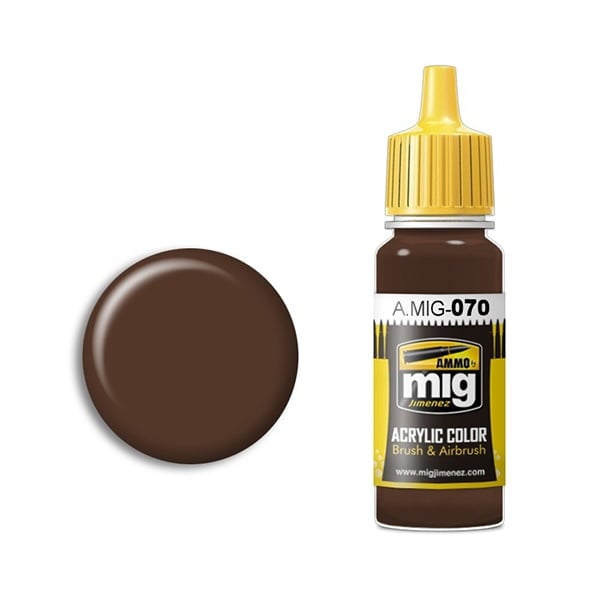 Ammo by Mig Jimenez Medium Brown Dark Earth Bs 450 Acrylic Paint AMIG0070