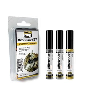 Ammo by Mig Oilbrusher Bright Metal Color Set AMIG7507