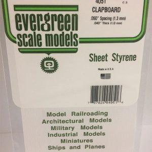 Evergreen .040" Thick .050" Clapboard Siding Opaque White Polystyrene 4051