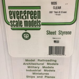 Evergreen .005″ Thick Pack of 3 Clear Polystyrene Sheet EVE 9005