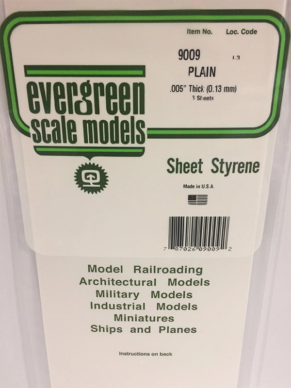 Evergreen .005″ Thick Pack of 3 White Polystyrene Sheet EVE 9009