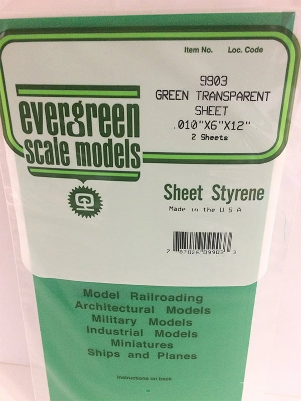 Evergreen .010″ Thick Pack of 2 Green Polystyrene Sheet EVE 9903