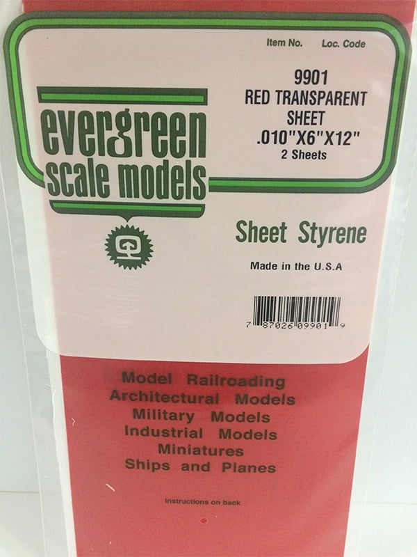 Evergreen .010″ Thick Pack of 2 Red Polystyrene Sheet EVE 9901