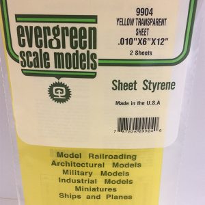 Evergreen .010″ Thick Pack of 2 Yellow Polystyrene Sheet EVE 9904