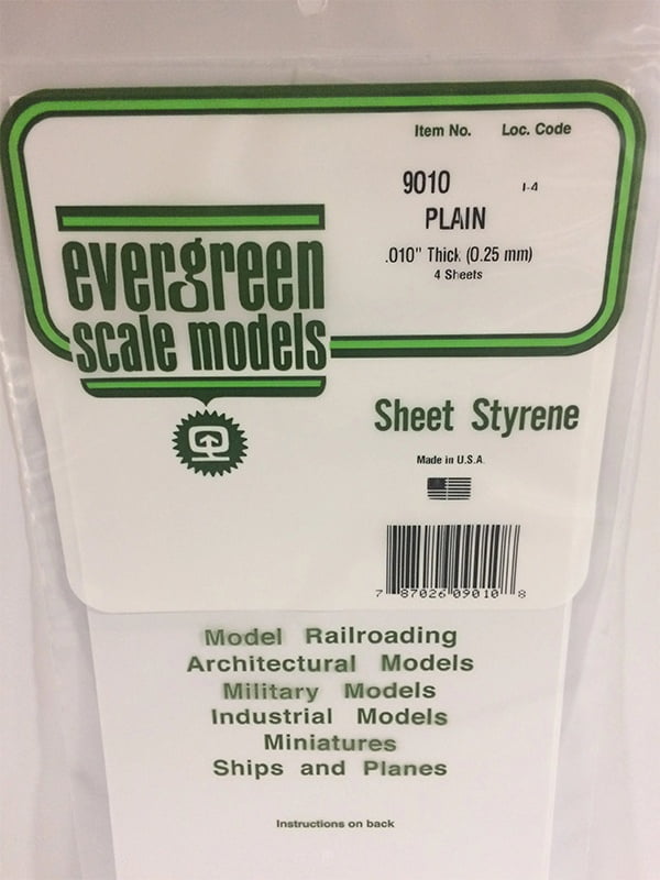 Evergreen .010″ Thick Pack of 4 White Polystyrene Sheet EVE 9010