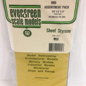 Evergreen .010″ Thick Pack of 5 Assorted Polystyrene Sheet EVE 9905
