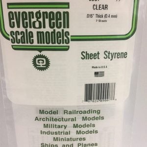 Evergreen .015″ Thick Pack of 2 Clear Polystyrene Sheet EVE 9007