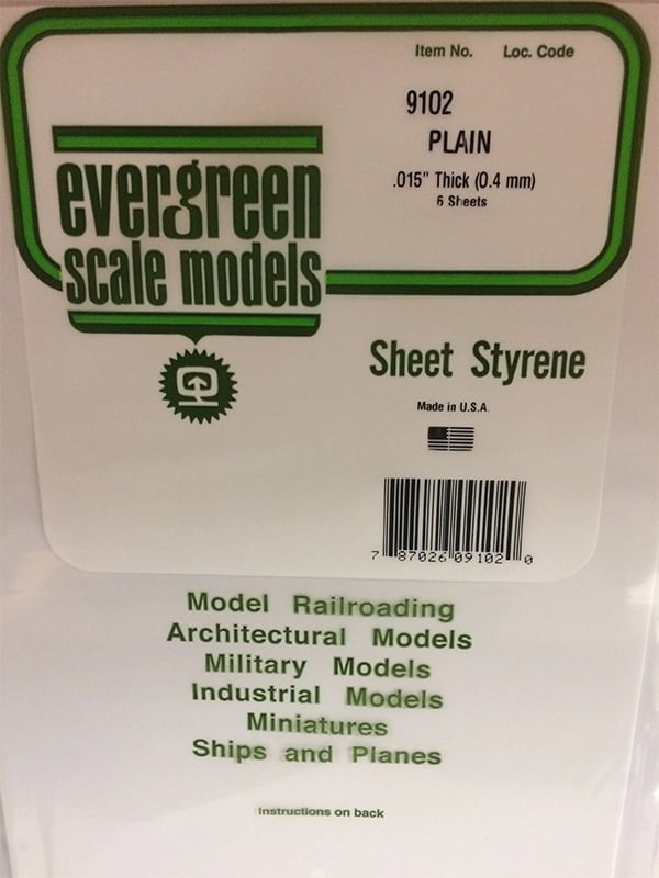 Evergreen .015″ Thick Pack of 3 White Polystyrene Sheet EVE 9015