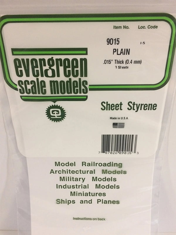 Evergreen .015″ Thick Pack of 3 White Polystyrene Sheet EVE 9015