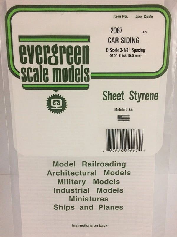 Evergreen .020″ Thick O Scale Freight Car Siding Opaque White Polystyrene 2067