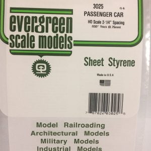 Evergreen .030″ Thick HO Scale Passenger Car Siding Opaque White Polystyrene 3025