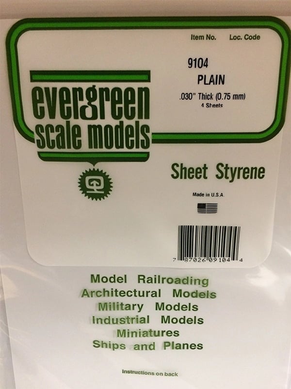 Evergreen .030″ Thick Pack of 2 White Polystyrene Sheet EVE 9030