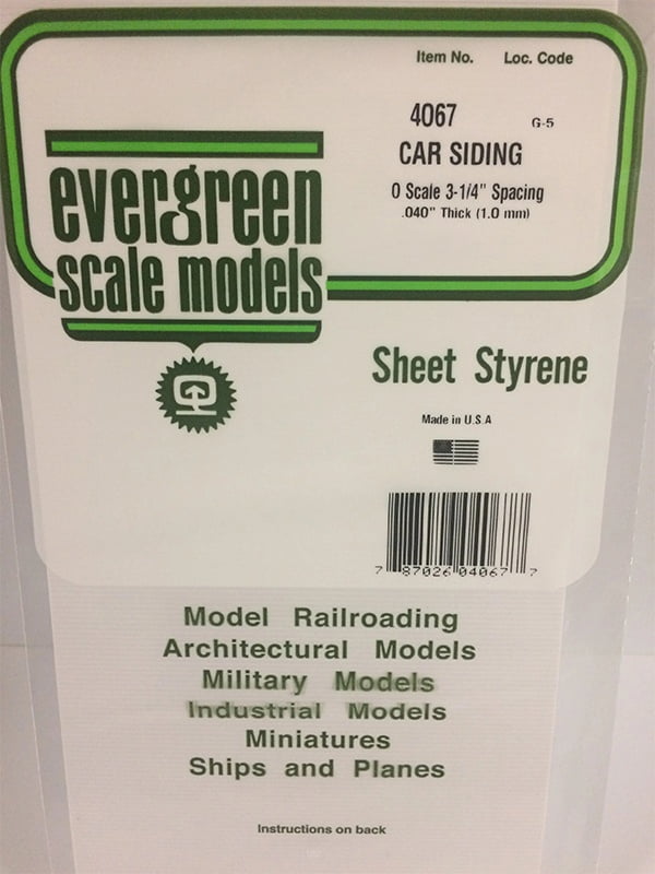 Evergreen .040″ Thick O Scale Freight Car Siding Opaque White Polystyrene 4067