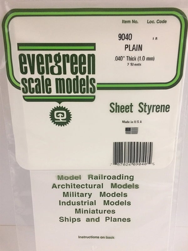 Evergreen .040″ Thick Pack of 2 White Polystyrene Sheet EVE 9040