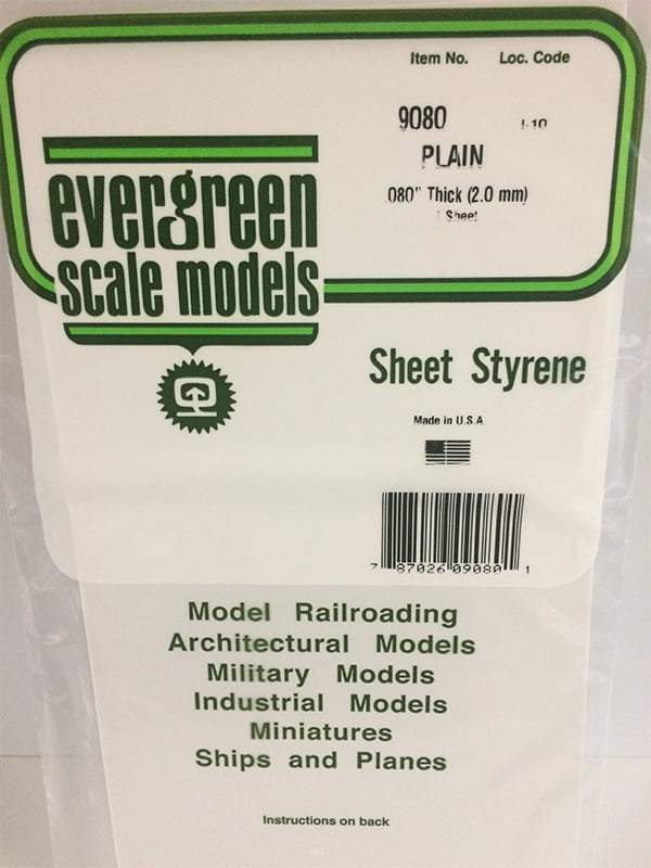 Evergreen .080″ Thick Pack of 1 White Polystyrene Sheet EVE 9080