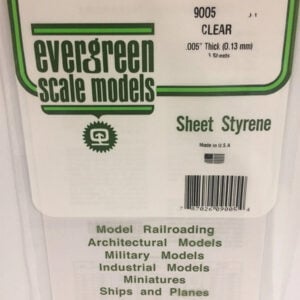 Evergreen .005 inch Thick Pack of 3 Clear Polystyrene Sheet EVE 9005 Package