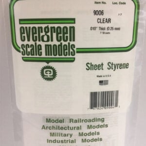 Evergreen .010 inch Thick Pack of 2 Clear Polystyrene Sheet EVE 9006 Package