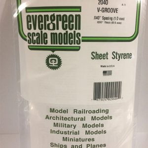 Evergreen .020″ Thick .040" V-Groove Siding Opaque White Polystyrene 2040