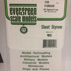 Evergreen .020″ Thick .125" V-Groove Siding Opaque White Polystyrene 2125