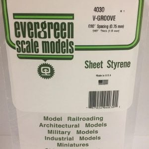 Evergreen .040″ Thick .030" V-Groove Siding Opaque White Polystyrene 4030