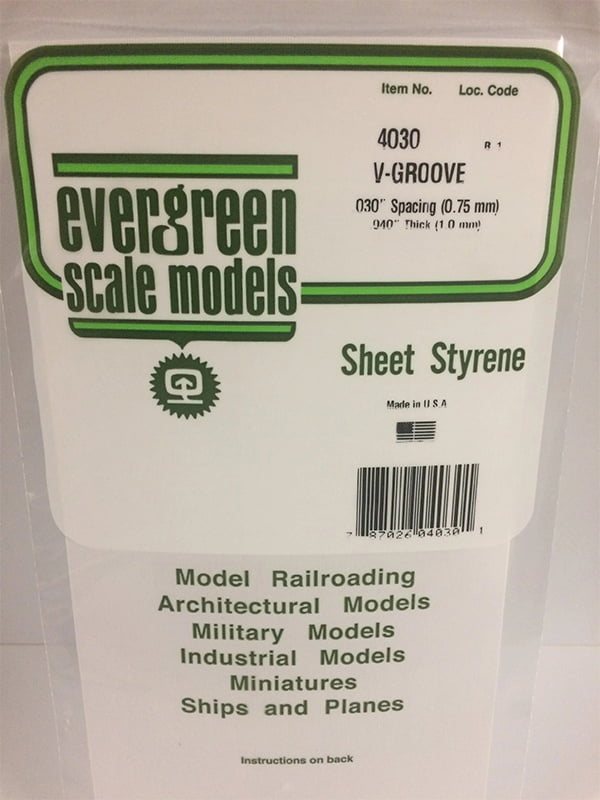 Evergreen .040″ Thick .030" V-Groove Siding Opaque White Polystyrene 4030