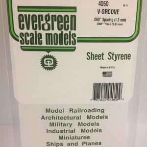 Evergreen .040″ Thick .050" V-Groove Siding Opaque White Polystyrene 4050