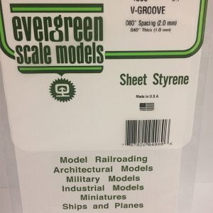 Evergreen .040″ Thick .080" V-Groove Siding Opaque White Polystyrene 4080