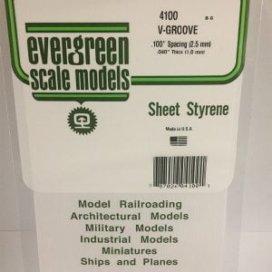 Evergreen .040″ Thick .100" V-Groove Siding Opaque White Polystyrene 4100