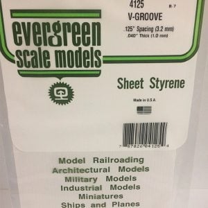 Evergreen .040″ Thick .125" V-Groove Siding Opaque White Polystyrene 4125