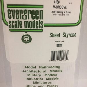 Evergreen .040″ Thick .188" V-Groove Siding Opaque White Polystyrene 4188