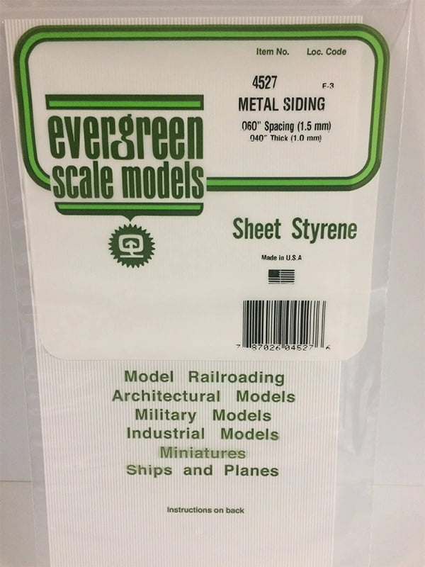 Evergreen .040″ Thick .060" Metal Siding Opaque White Polystyrene 4527