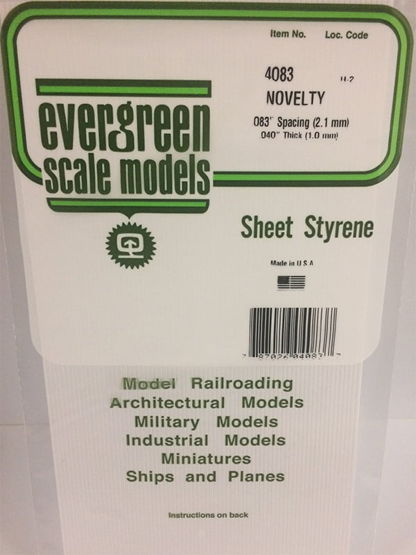 Evergreen .040" Thick .083" Novelty Siding Opaque White Polystyrene 4083