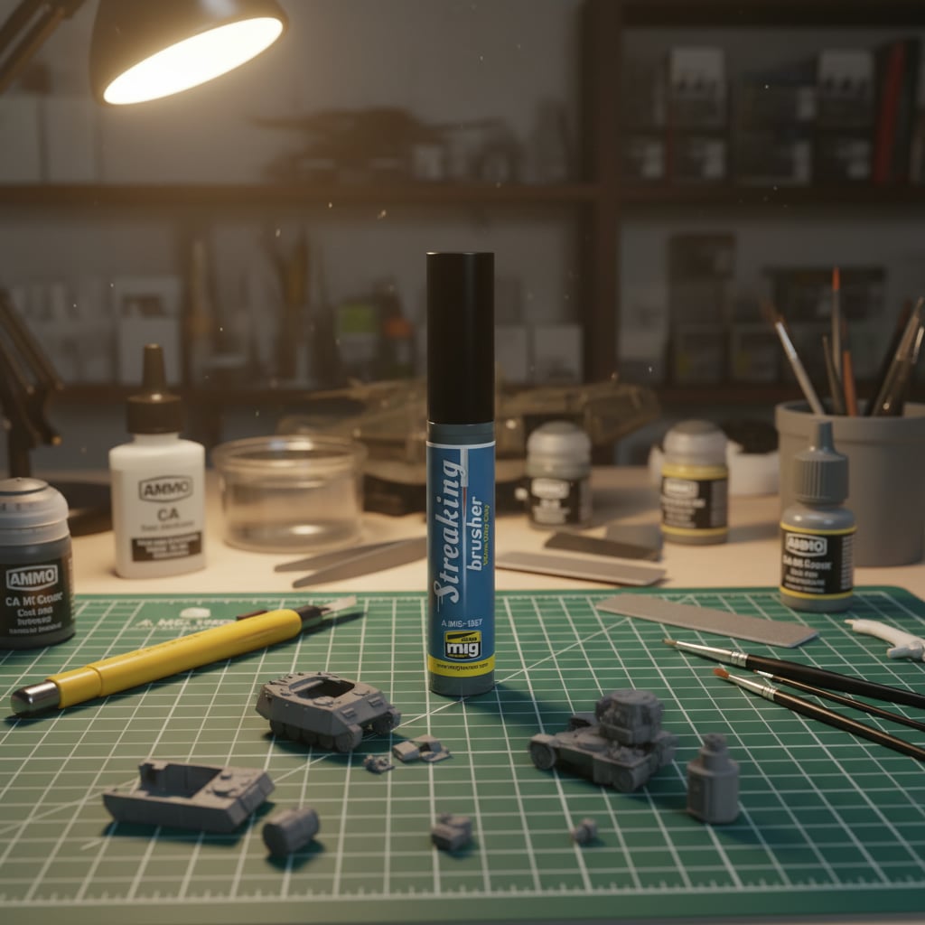 Ammo by Mig Warm Dirty Grey Streaking Brusher AMIG1257