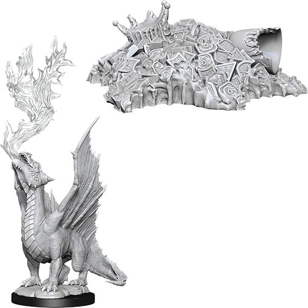 Wizkids D&D Nolzurs Marvelous Unpainted Miniatures Wave 11 Gold Dragon Wyrmling and Small Treasure Pile 90028