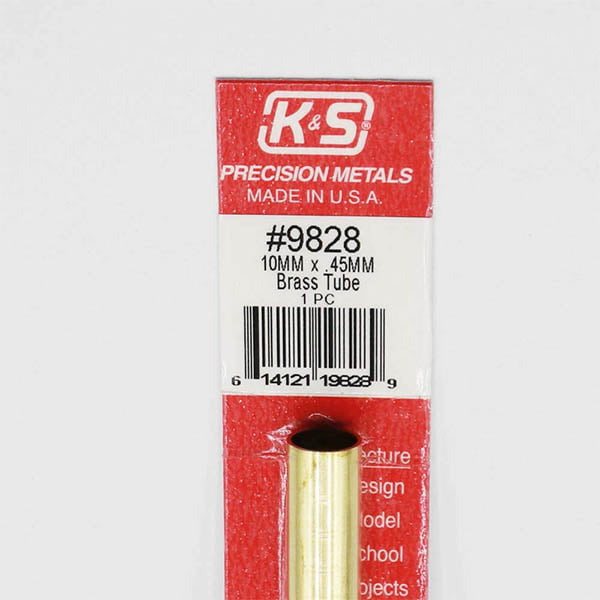 10mm OD X .45mm Wall Round Brass Tube Pack of 1 300mm Long K&S Engineering 9828
