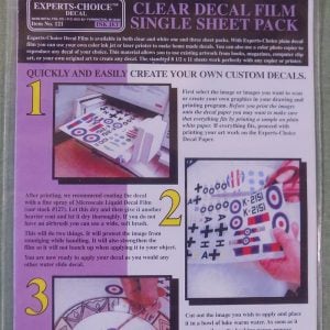 Expert Choice Decal Film Clear for Inkjet Printers Single Sheet BMF 121