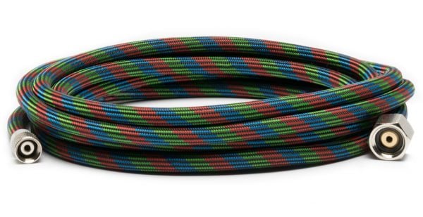 Iwata Tuyau d'aérographe en nylon tressé de 10 pi avec raccord d'aérographe Iwata et raccord de compresseur 1/4" BT010