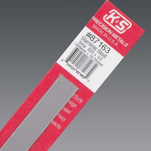 .028 x 1/2" Stainless Steel Strip Pack of 1 K&S Engineering 87163