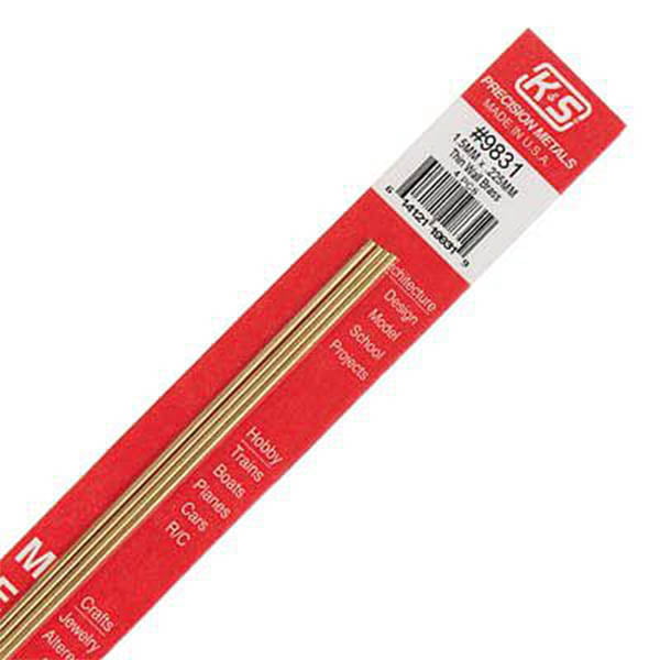 1.5mm OD X .225mm Wall Thin Wall Brass Tube Pack of 4 300mm Long K&S