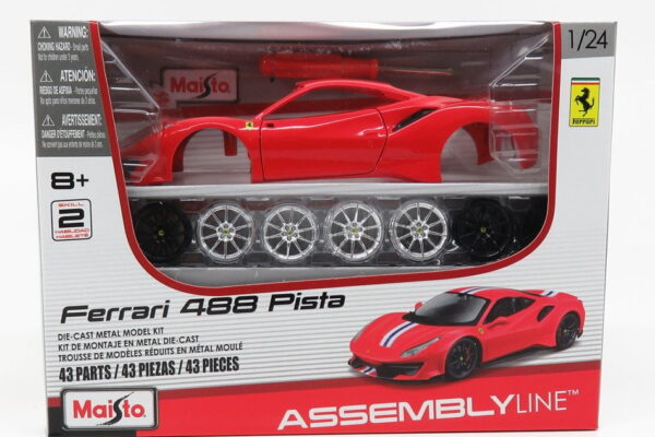 Maisto Ferrari 488 Pista Red Diecast Model Building Kit 1:24 Scale 39135