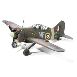 Following the release of a U.S. Navy version of the Brewster Buffalo in 1993, Tamiya now releases the B-339 export version of the Buffalo used by the Royal Air Force and Netherlands East Indies Army Air Corps during WWII. Kit comes with new parts such as canopy, propeller, seat and decals to accurately reproduce the Buffalo used throughout South East Asia. Also includes parts to reproduce the U.S. Navy version featuring gray fuselage. The Buffalo was first developed in 1935 as a U.S. Navy carrier based fighter. Featuring a modern mid-wing monoplane design with enclosed cockpit and retractable landing gear the first mass produced Buffalo was designated F2A-1, which was shortly followed by the improved F2A-2. Based on the U.S. Navy Buffalo, the B-339 Buffalo was for export only and was fitted with an export approved 1,100hp Wright Cyclone engine and redesigned for land use with navy equipment such as life raft and arrestor hook removed. The Royal Air Force (RAF) and the Netherlands East Indies Army Air Corps (ML-KNIL) used the B-339 to protect colonial outposts in Malaysia, Singapore and Java during WWII. Highly detailed 1/48 scale assembly kit of the Brewster B-339 Buffalo Overall length: 163mm, wing span: 223mm Authentically reproduced large fuselage and unique landing gear. Kit includes parts to accurately reproduce RAF, ML-KNIL or U.S. Navy aircraft. New parts such as canopy, rear fuselage and propeller authentically reproduced in high-quality detail. Includes a full range of accessories including two 100 pound bombs, one pilot figure sitting down and one figure standing, and markings to reproduce a choice of four different aircraft.