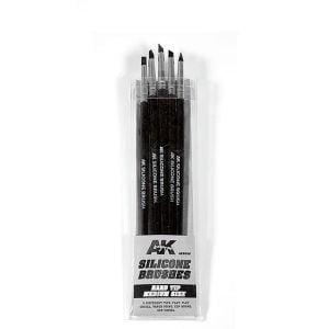 AK Interactive Pack of 5 Silicone Brushes Hard Tip Medium AKI 9088