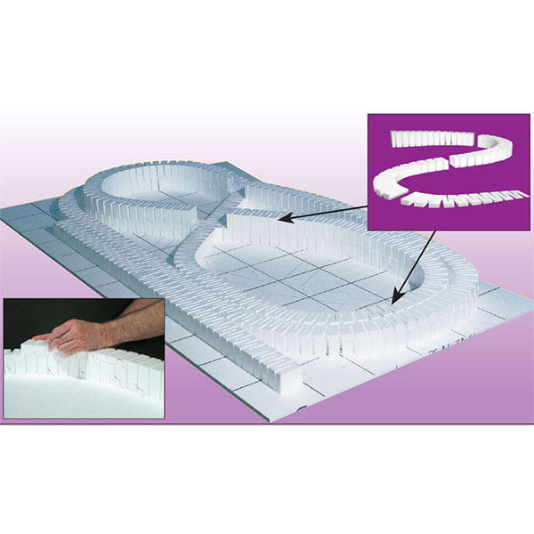 SubTerrain System - 3% Incline/Decline Set - 6 pcs. 6 sections raise/lower 4 1/2 in (11.4 cm) in a 12 ft (3.65 m) run, each section measuring 2 1/2" in x 24" (6.35 x 60.9 cm) Incline/Decline Sets include the high-density foam pieces necessary to raise the elevation of your track from 0 to 4½ inches, or lower the elevation of your track from 4½ inches to 0 inches, allowing for a smooth transition from one height to another. Incline/Decline Sets come in either 2%, 3% or 4% grades. Sets are the ideal way to raise or lower the elevation of your track quickly and easily. To install Incline/Decline Sets, pin in place with Foam Nails and attach with Foam Tack Glue™ or the Low Temp Foam Glue Gun and Glue Sticks.