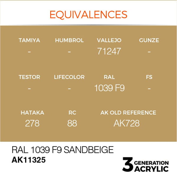 AK Interactive Acrylics AFV RAL 1039 F9 Sandbeige 11325