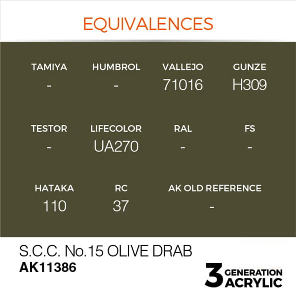 AK Interactive Acrylics AFV S.C.C. No.15 Olive Drab 11386