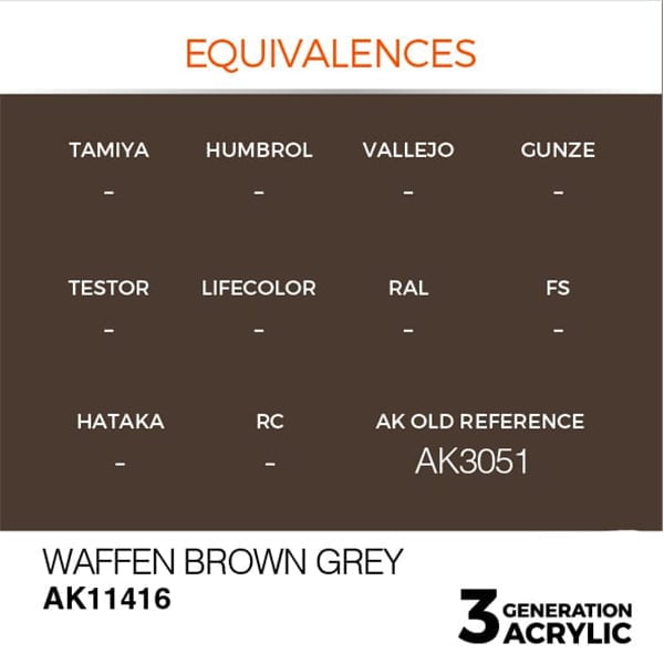 AK Interactive Acrylics Figure Waffen Brown Grey 11416